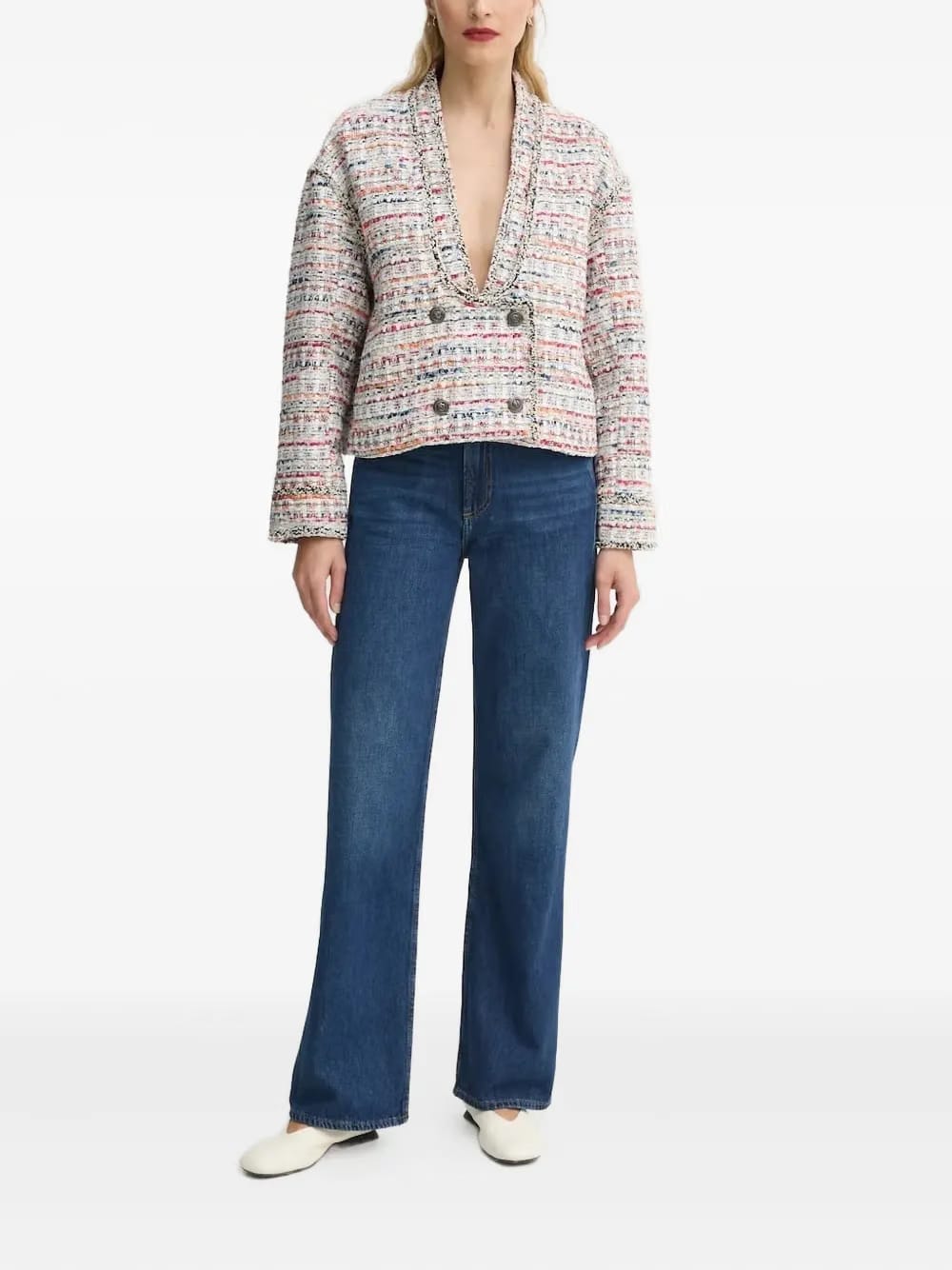 tweed double-breasted top