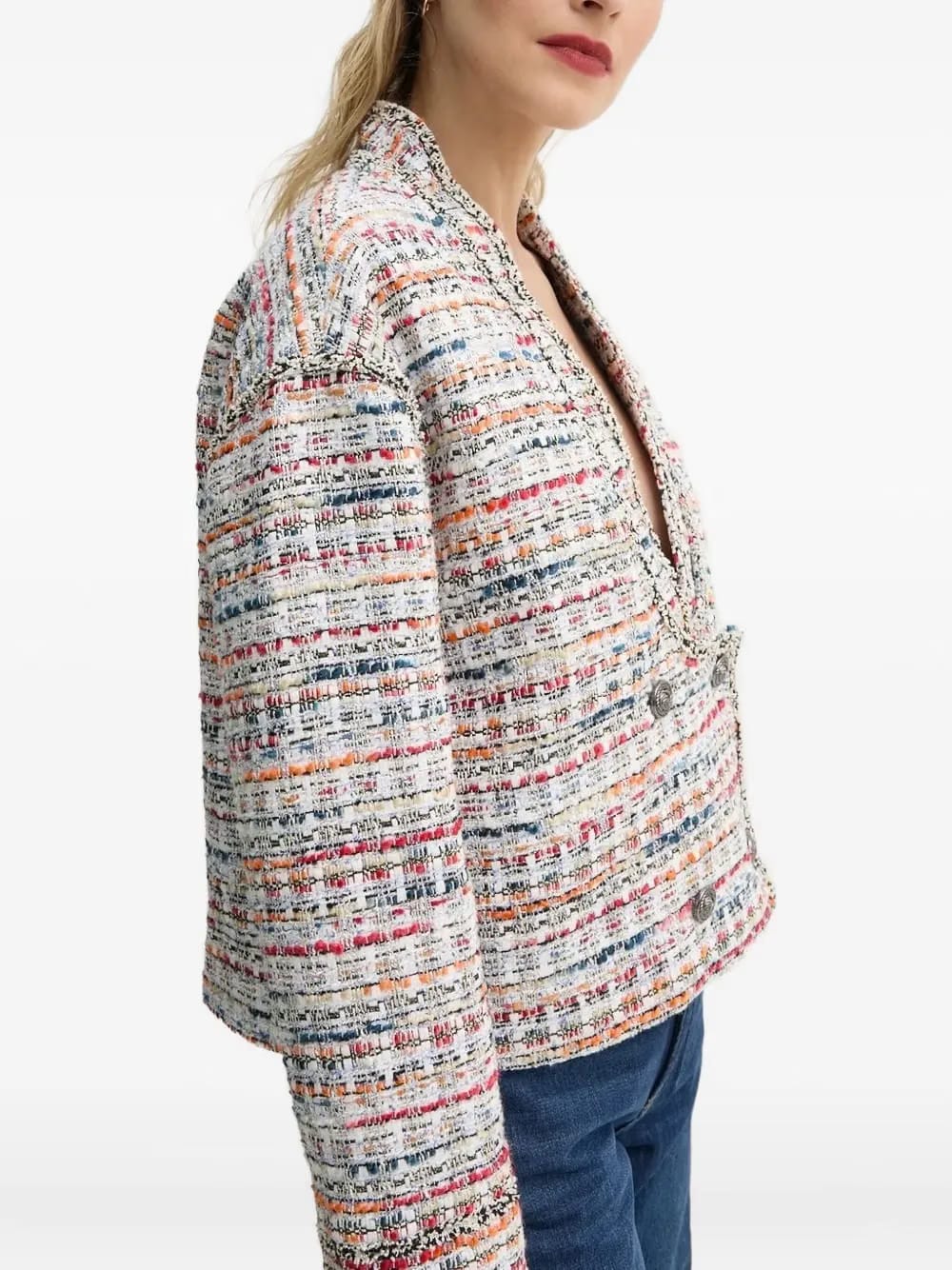 tweed double-breasted top