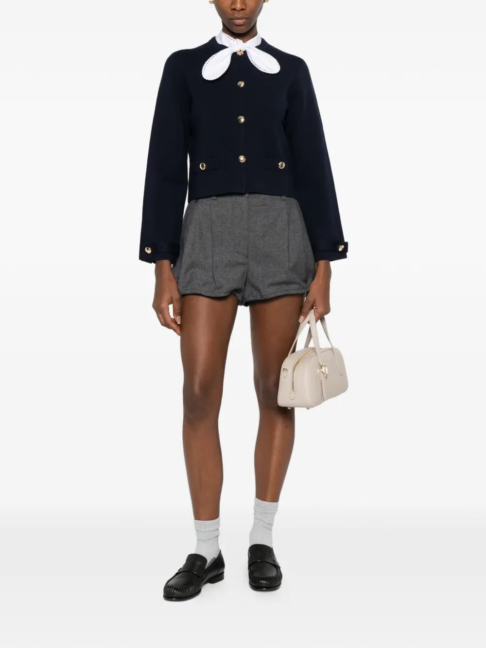 collar button cardigan