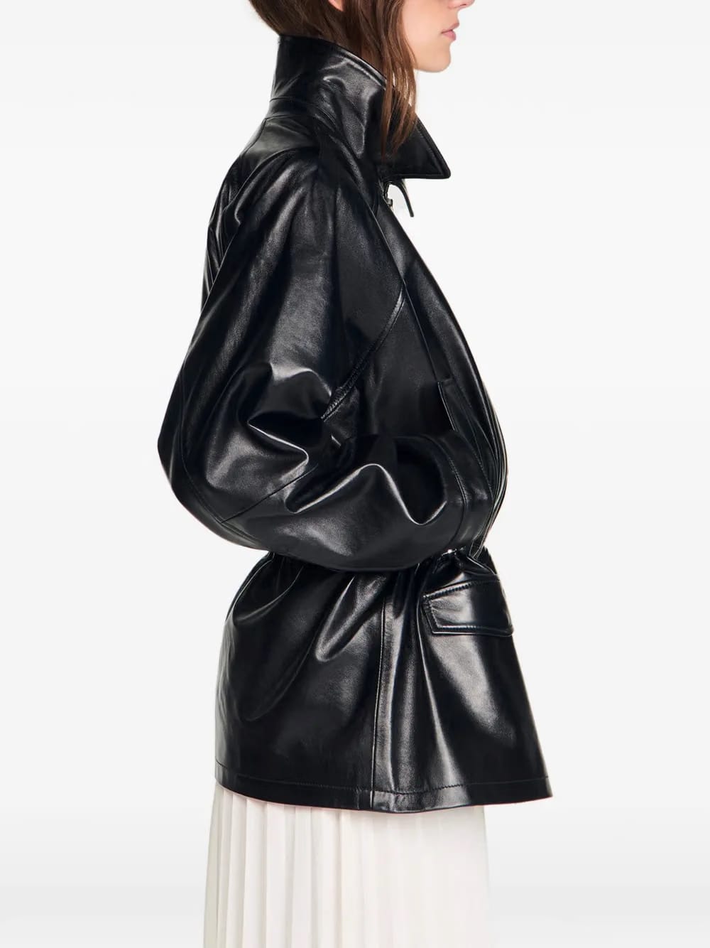shirt collar leather jacket