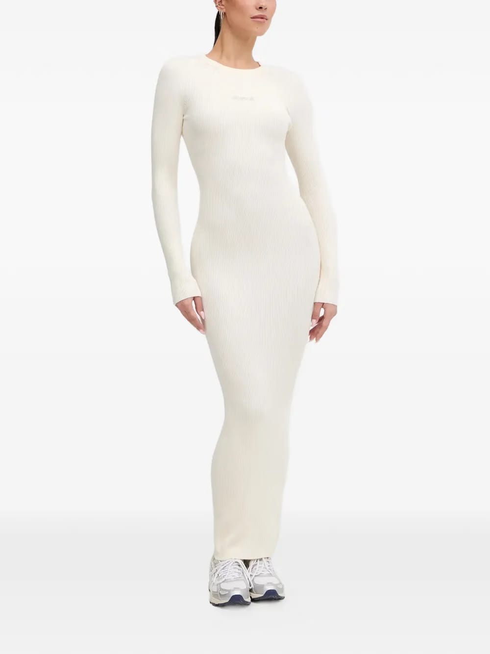 long-sleeve ribbed maxi dress