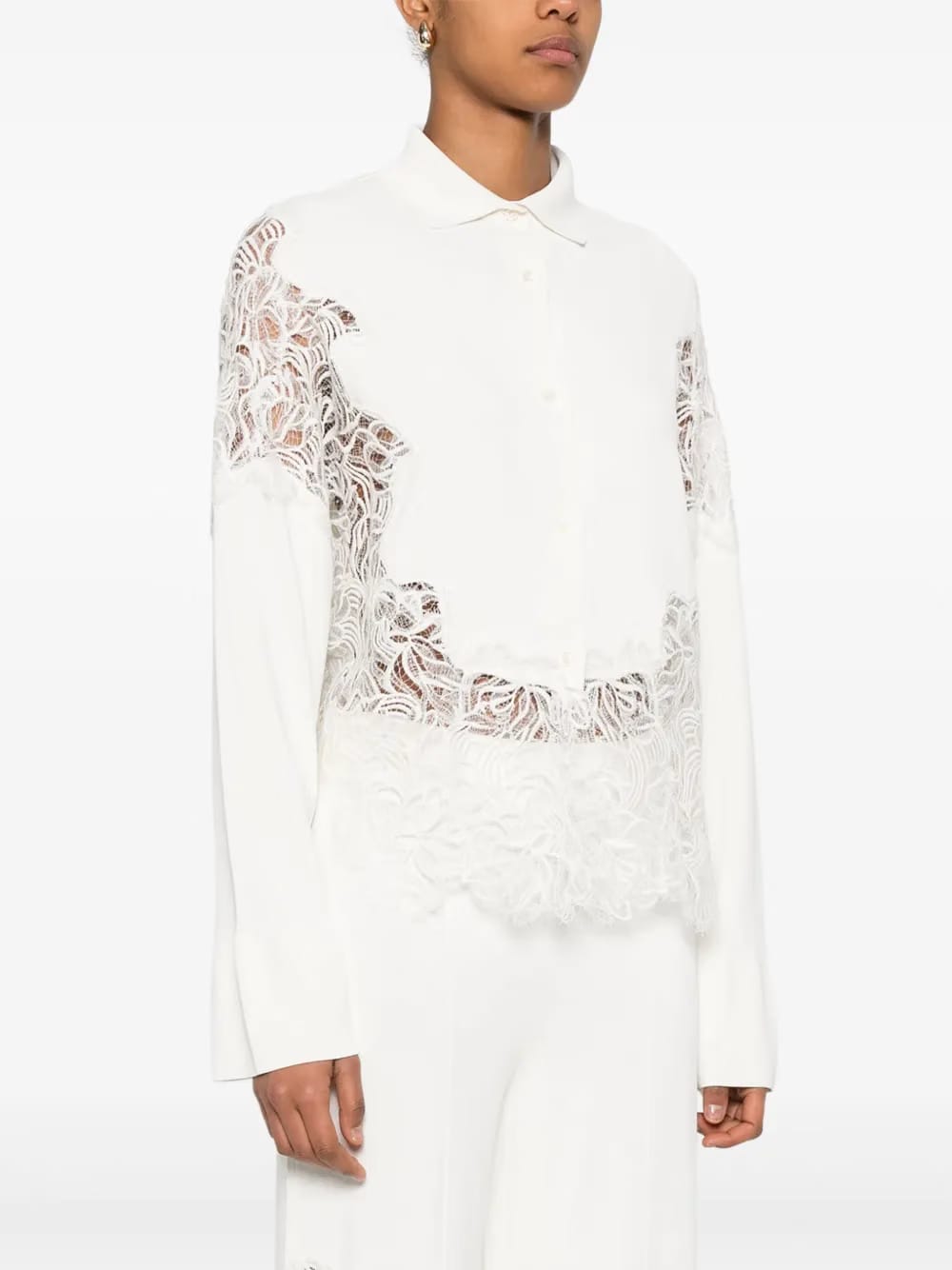 lace-panelling shirt