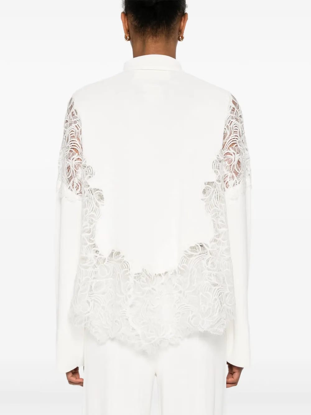 lace-panelling shirt