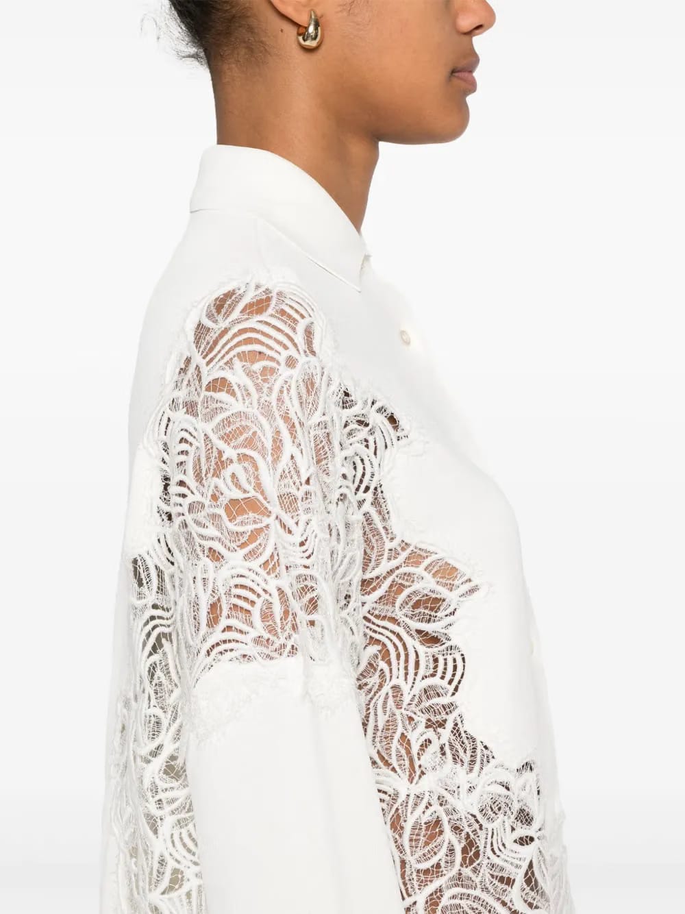 lace-panelling shirt