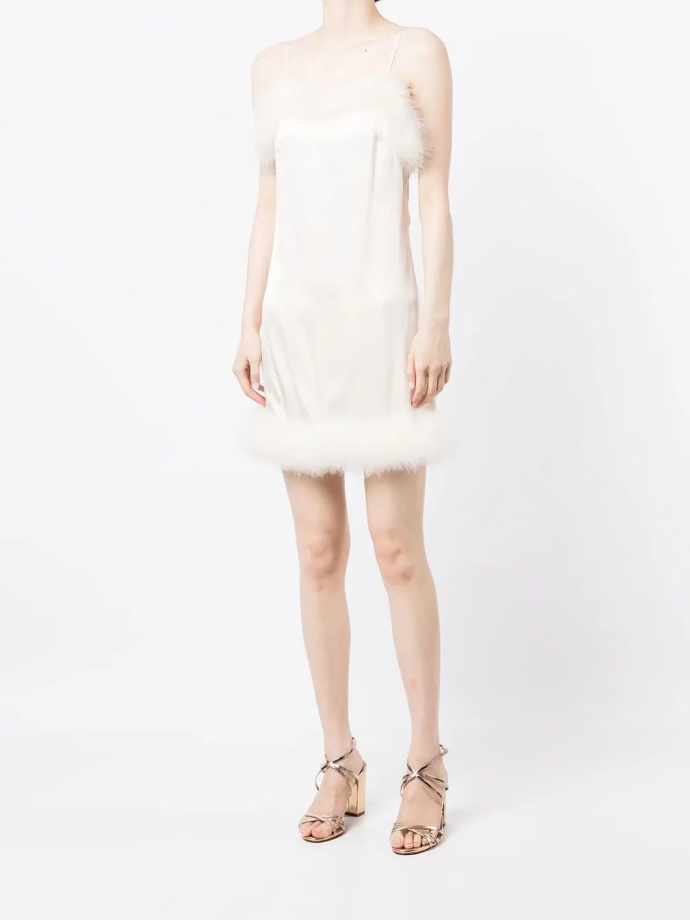 Celeste feather-trim mini dress