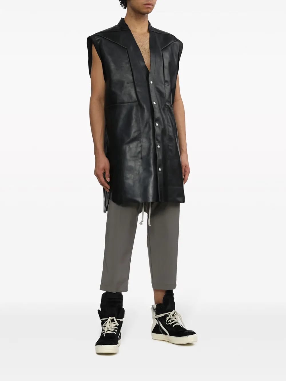 V-neck leather vest