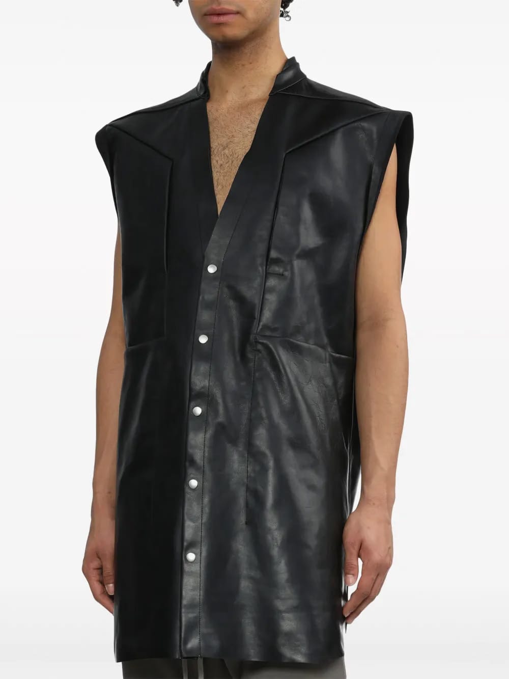 V-neck leather vest