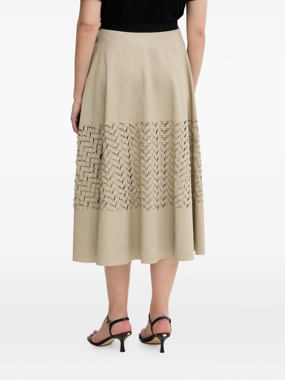 circle-cut A-line midi skirt