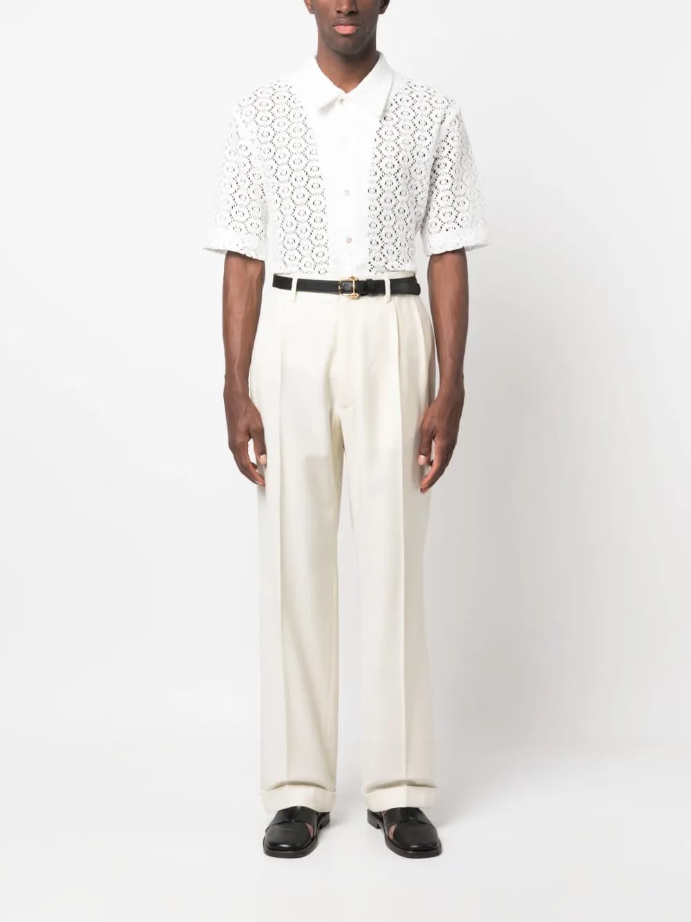 pointelle-knit shirt