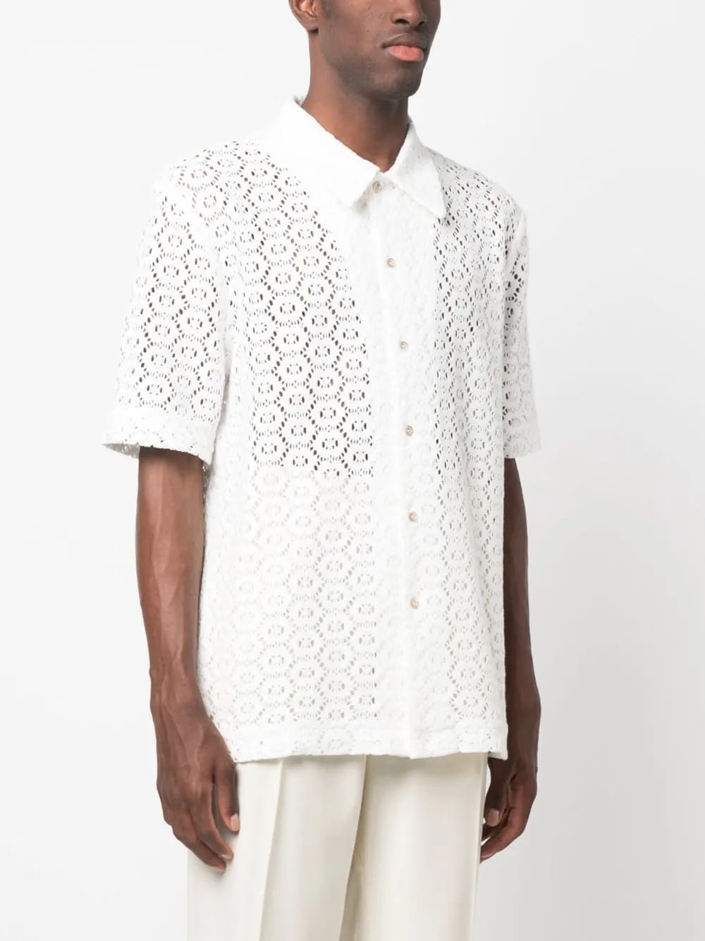 pointelle-knit shirt