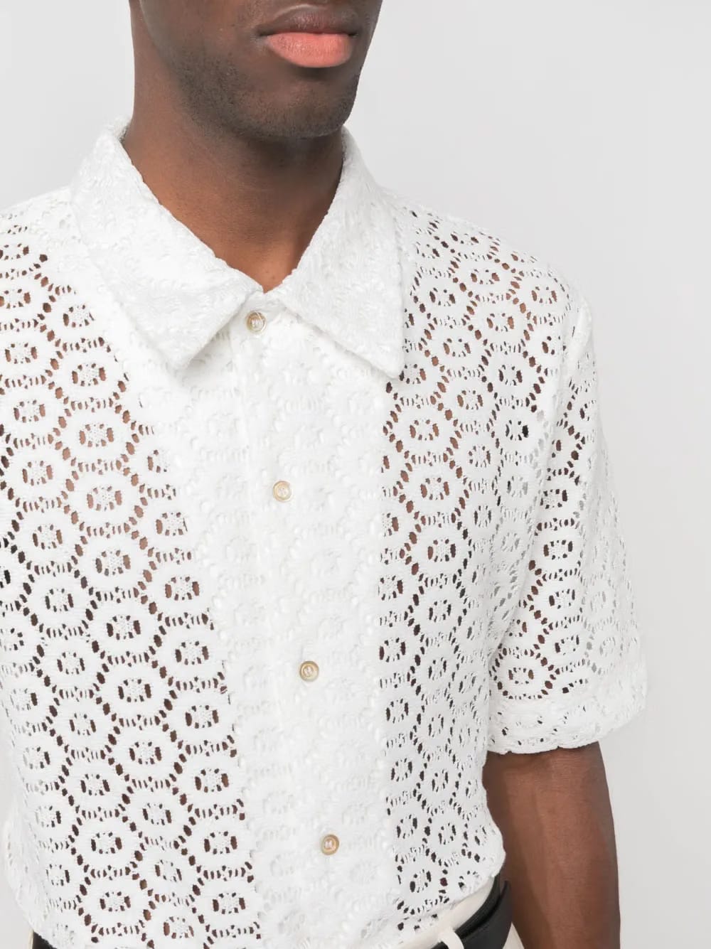 pointelle-knit shirt