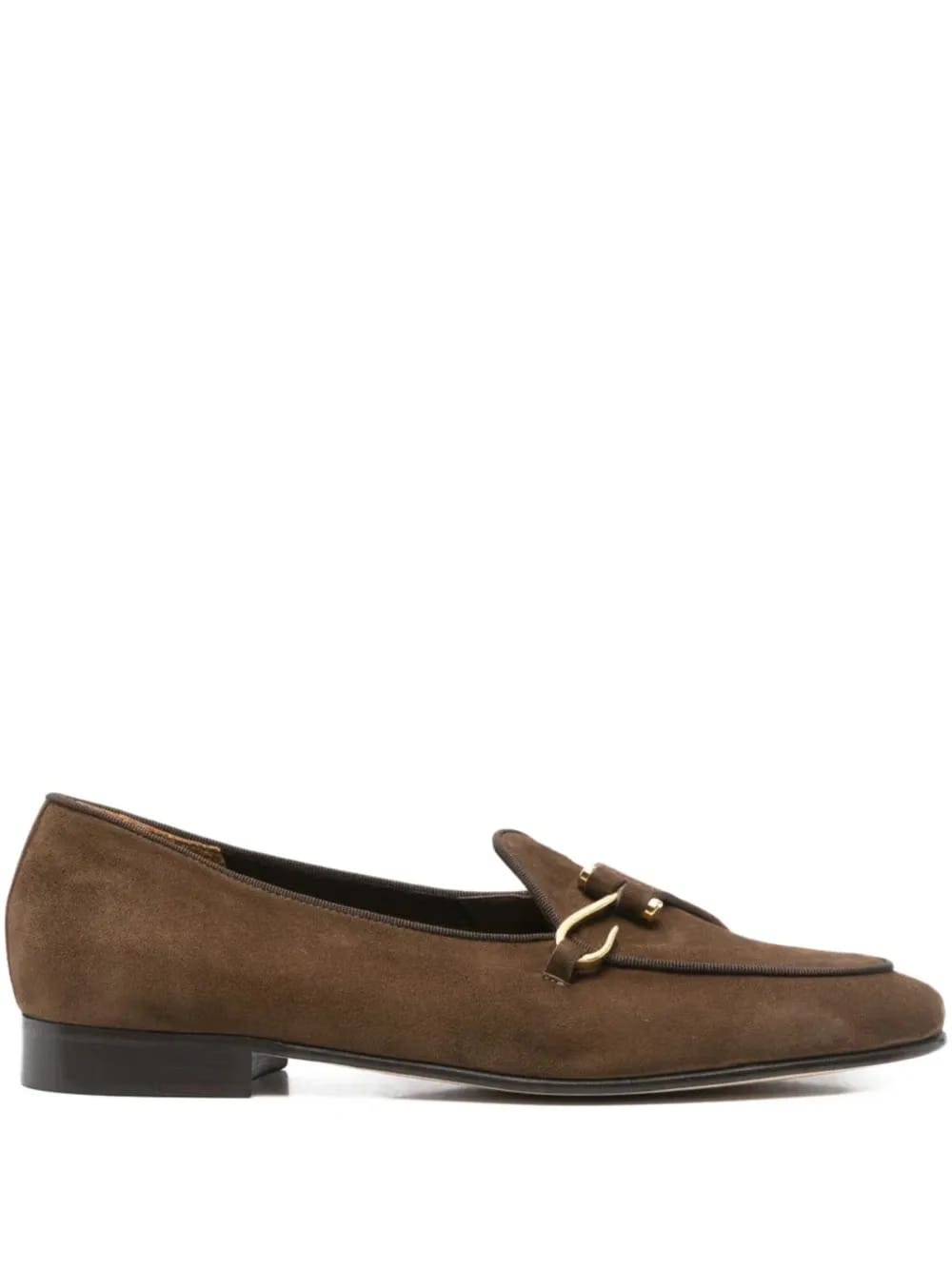 metal-buckle leather loafers
