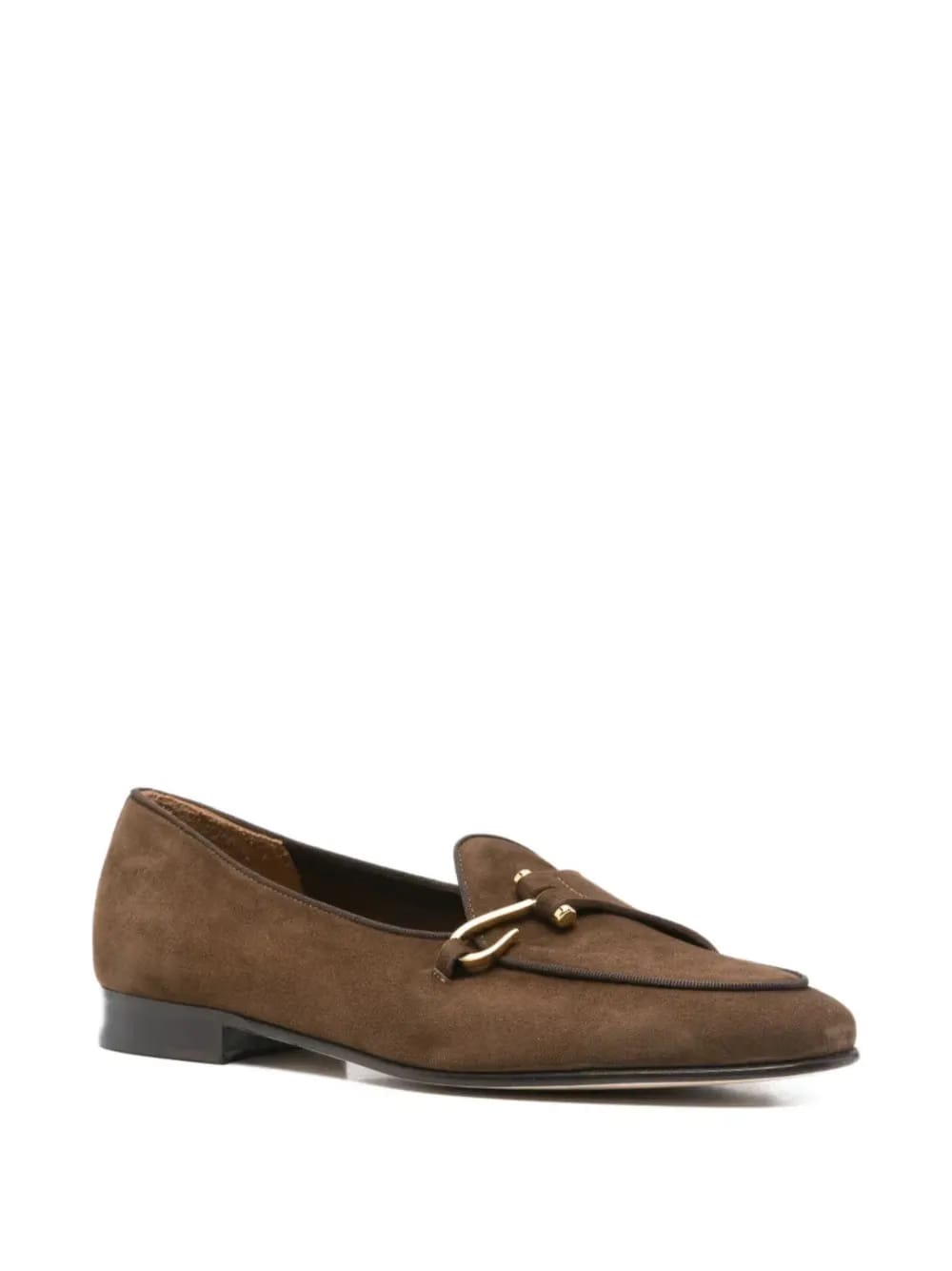 metal-buckle leather loafers