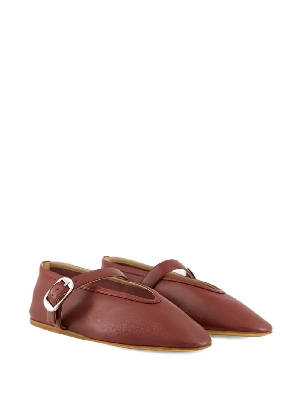 Stella buckle-strap leather ballet flats