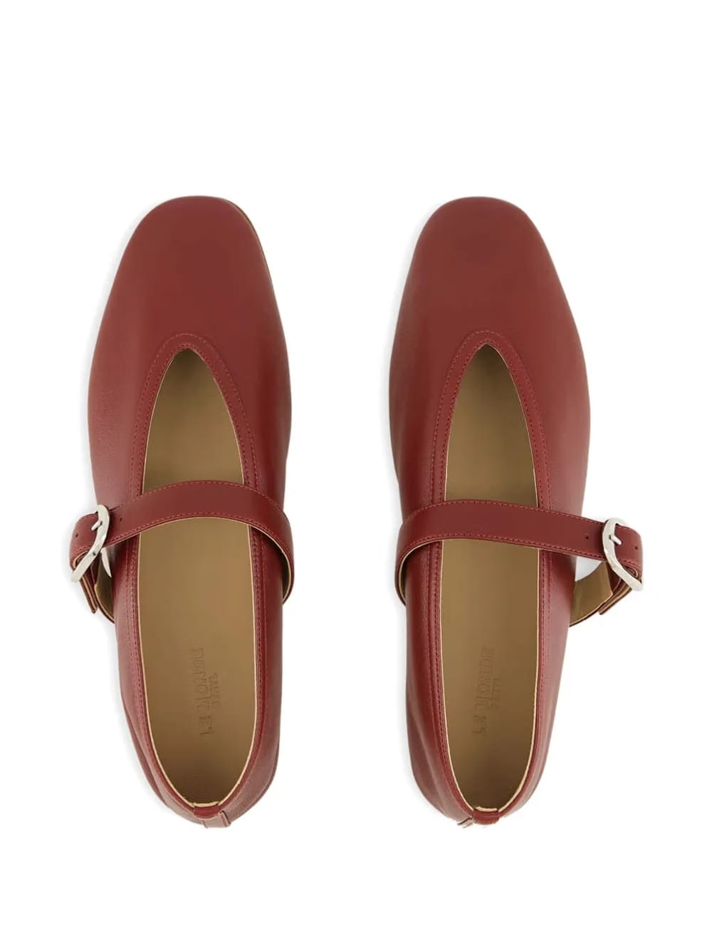 Stella buckle-strap leather ballet flats