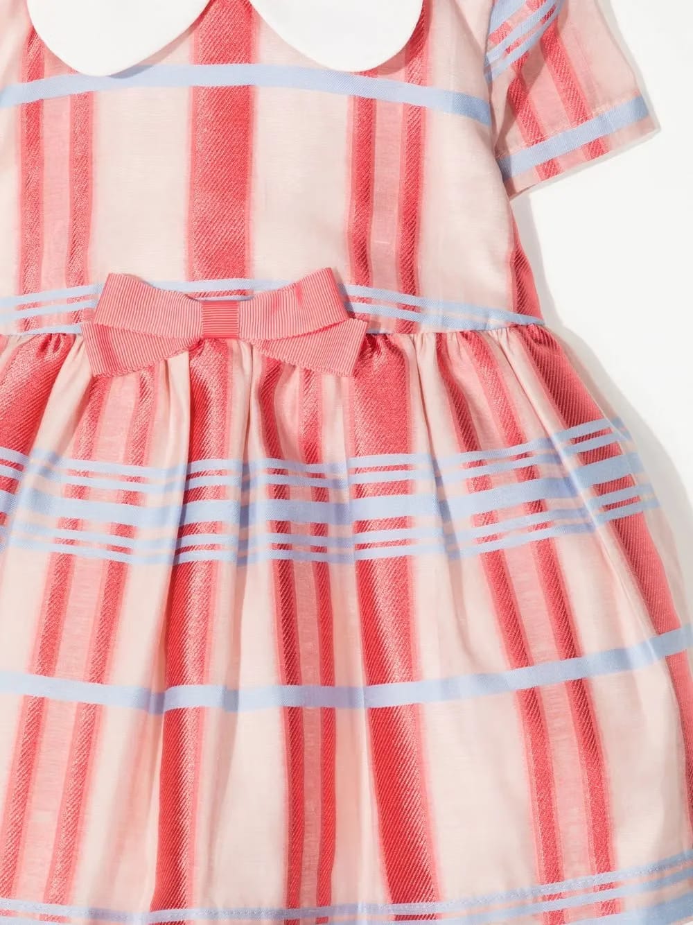 striped flared short-sleeved dress