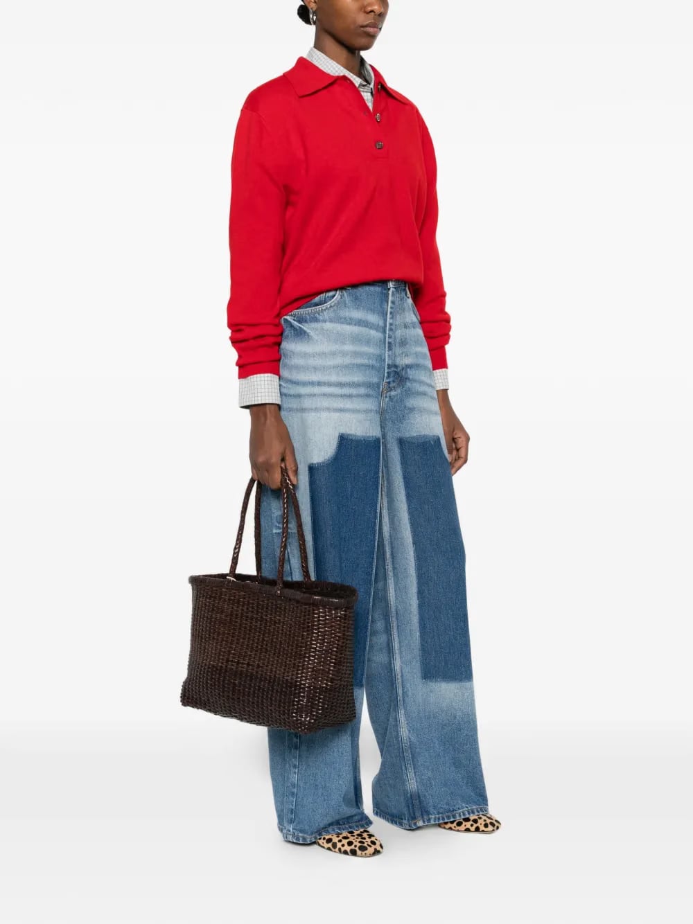 large B Weave leather shoulder bag
