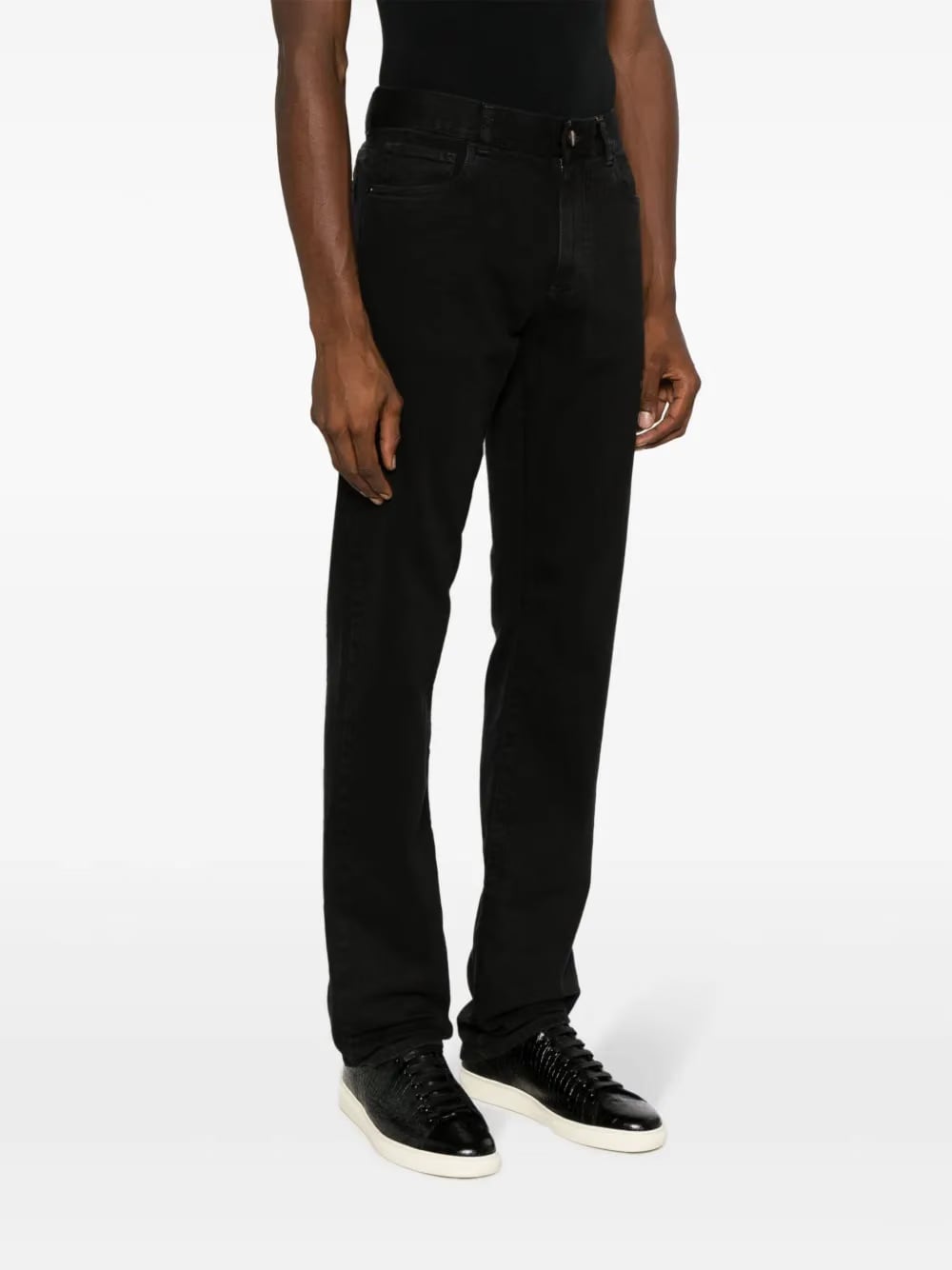 logo-patch slim-fit trousers