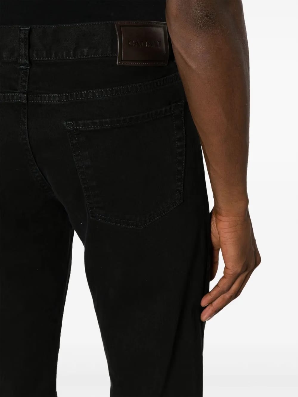 logo-patch slim-fit trousers