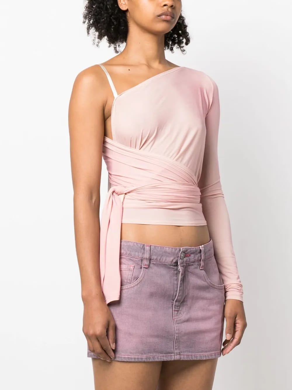asymmetric wraparound cropped top