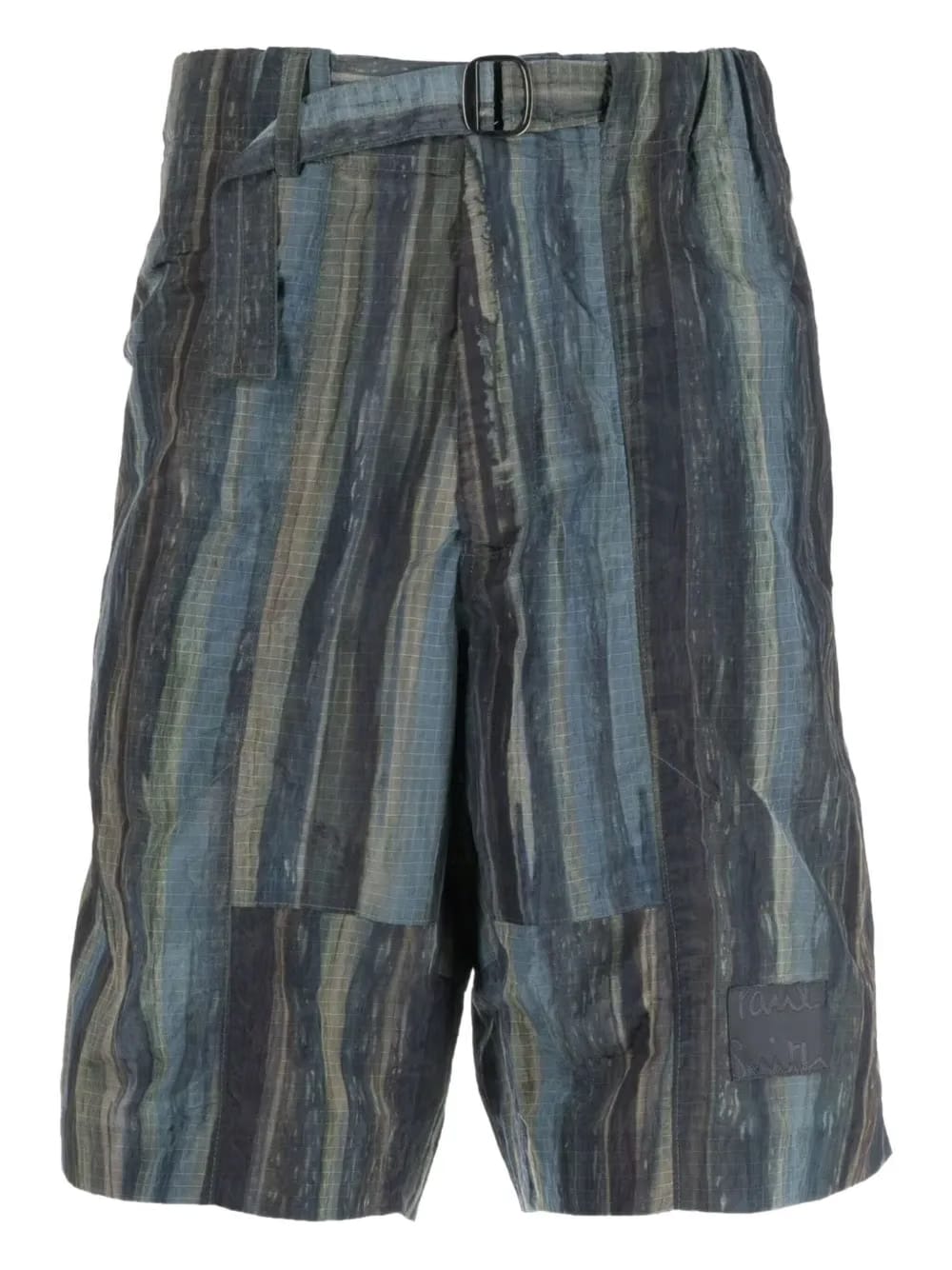 belted striped shorts