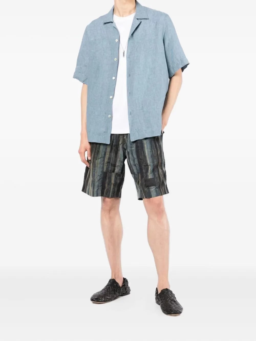 belted striped shorts