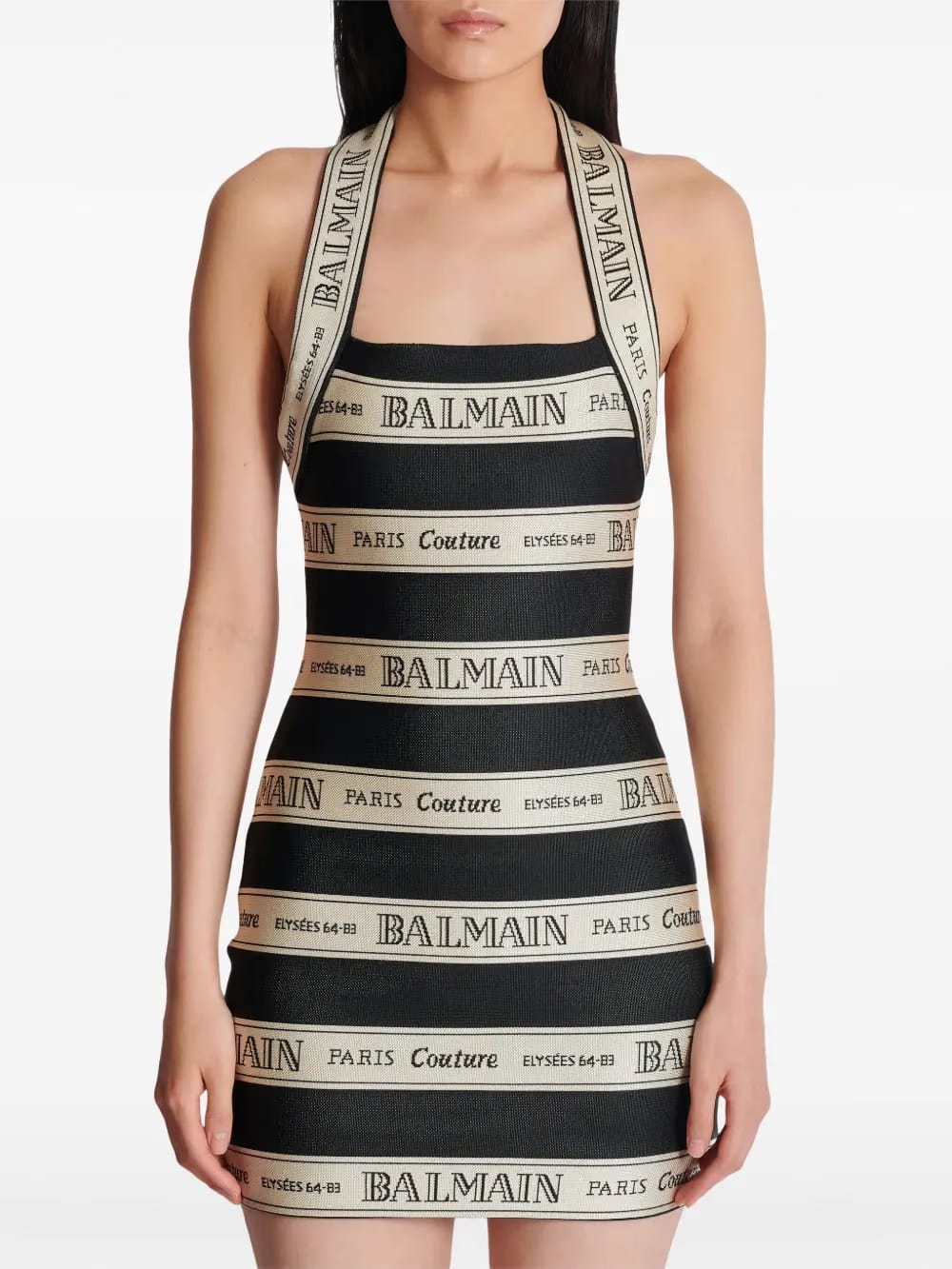 logo-jacquard mini dress