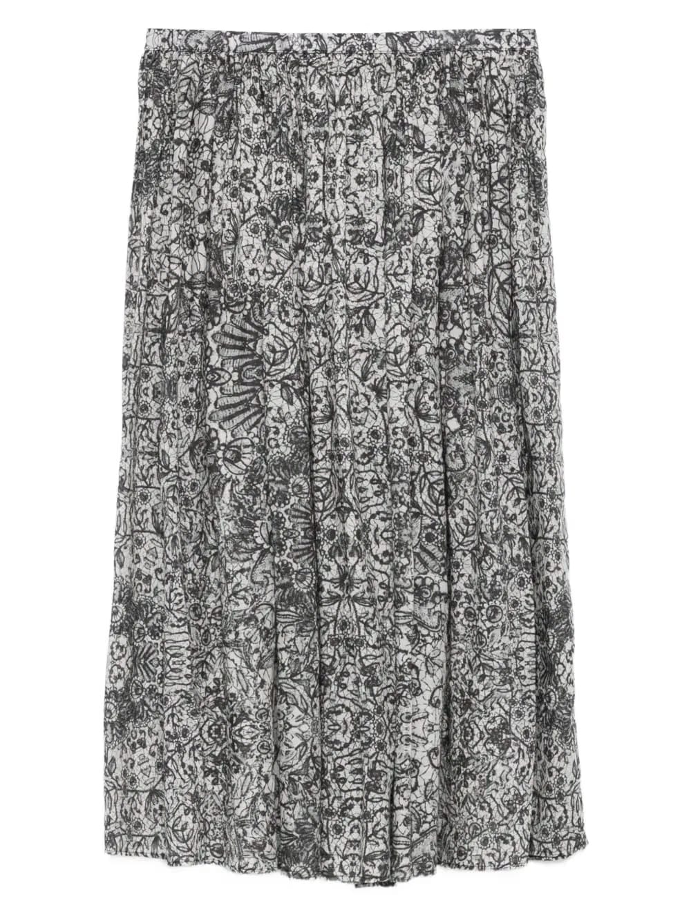 pleated floral-print skirt
