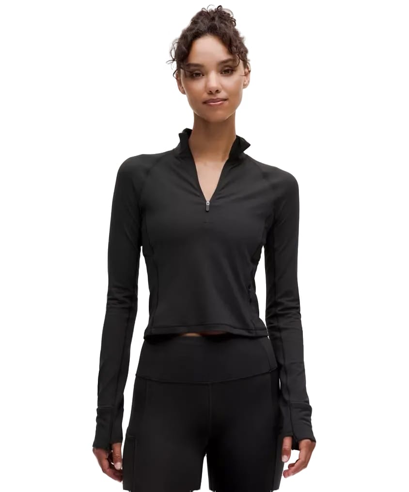 Lululemon It's Rulu Cropped Half Zip Updated Black