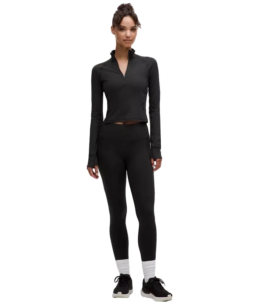 Lululemon It's Rulu Cropped Half Zip Updated Black