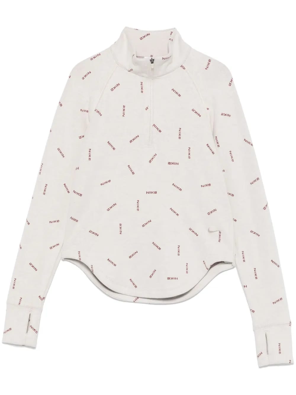 half-zip logo-print top