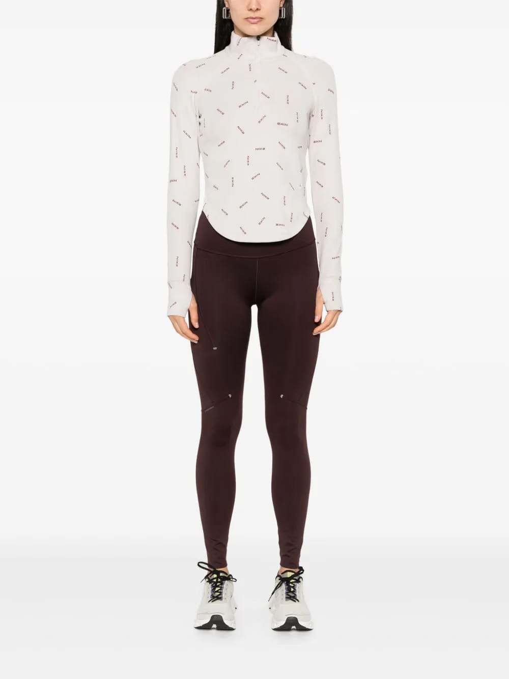 half-zip logo-print top