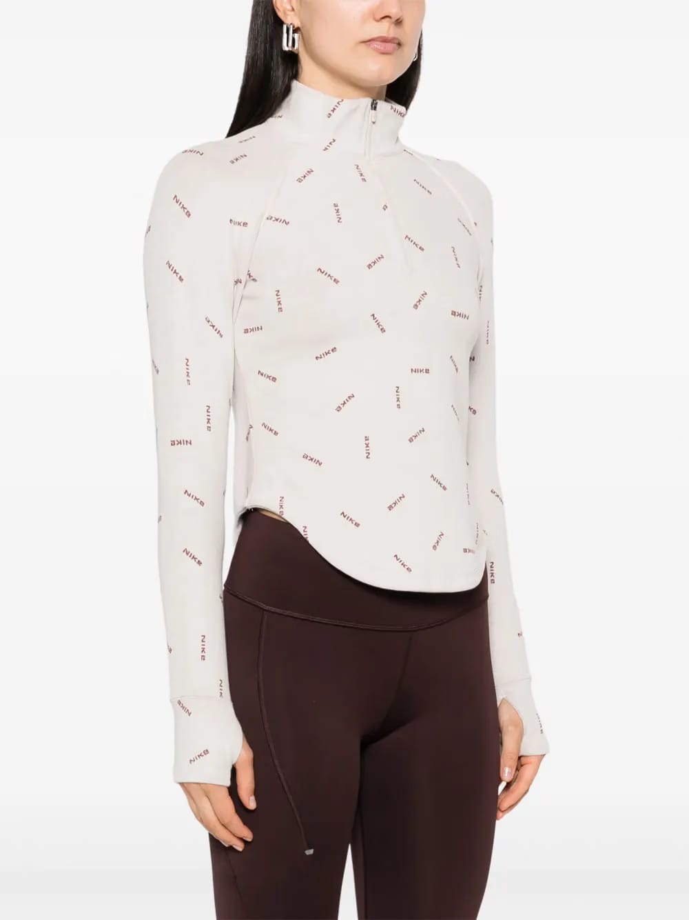 half-zip logo-print top