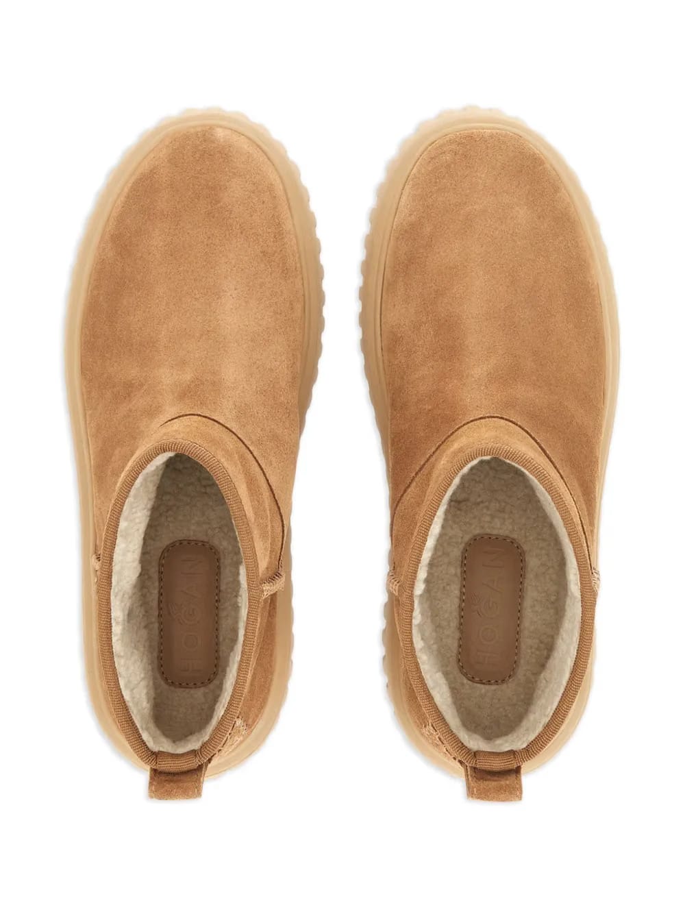 logo-patch suede boots