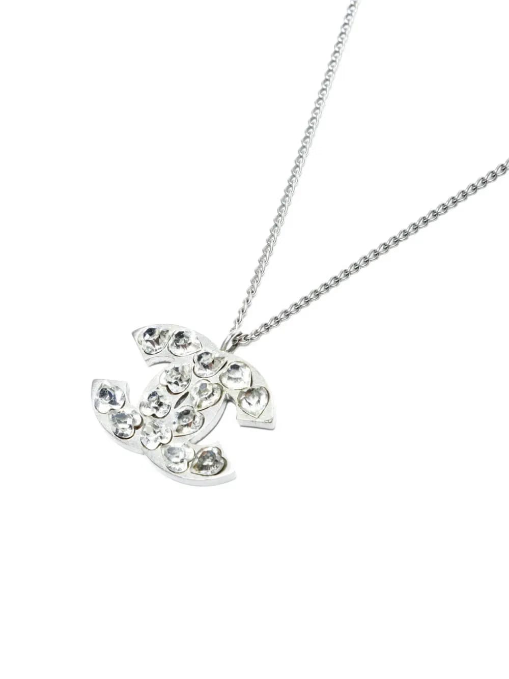 2000s heart-pendant rhinestone necklace