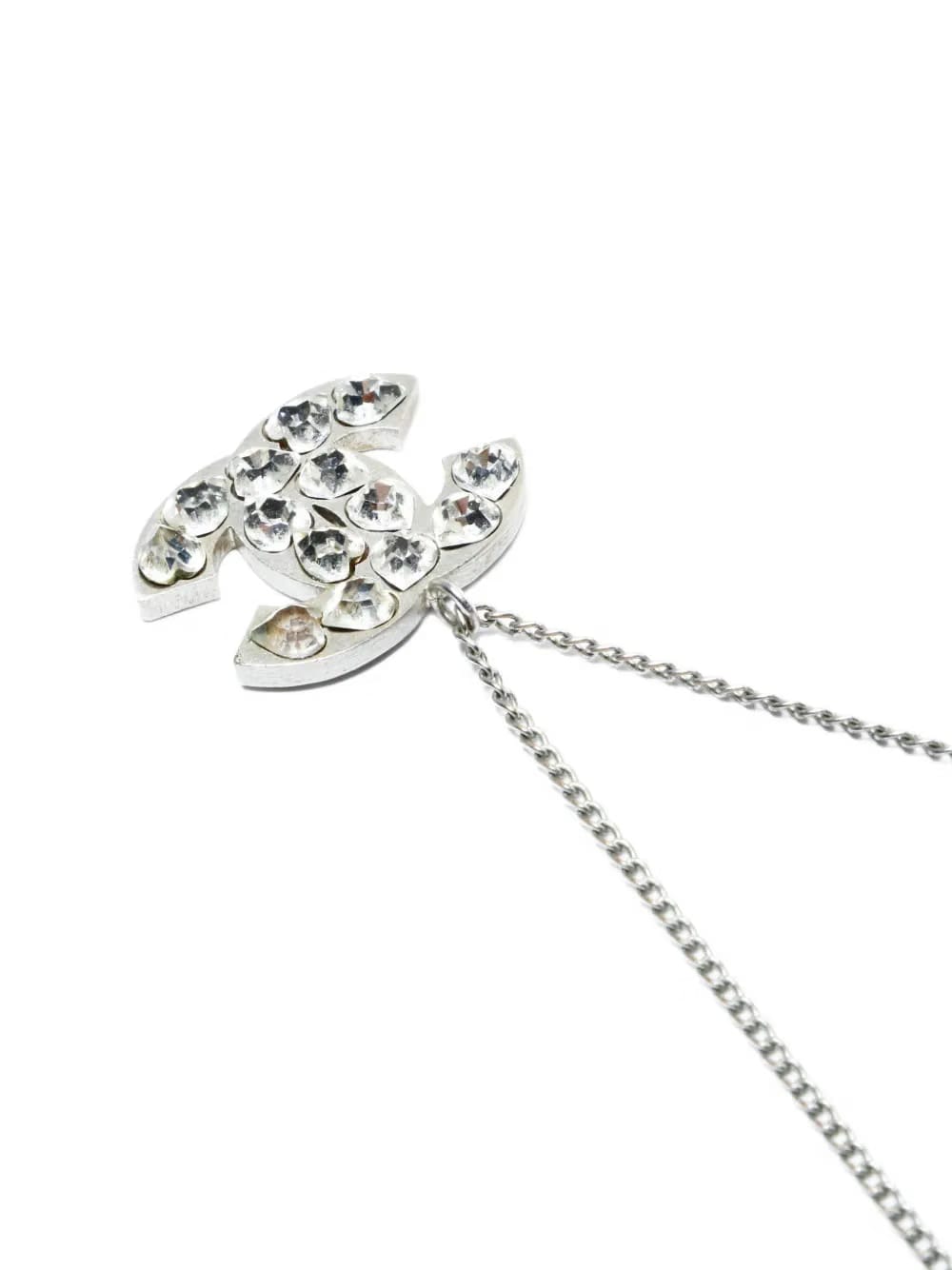2000s heart-pendant rhinestone necklace
