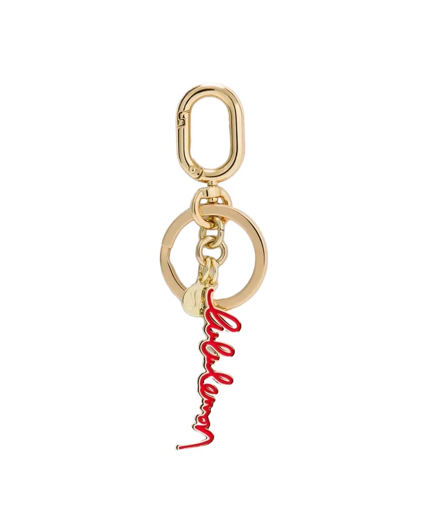 Lululemon Metal Script Keychain Lulu Red/Gold