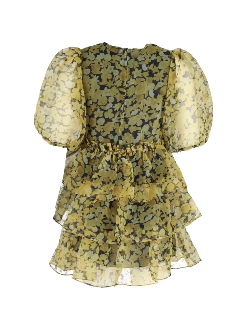 ruffled tiered floral-print mini dress