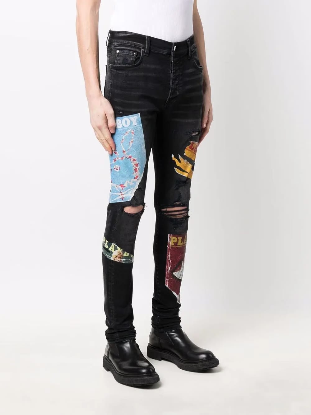 x Playboy magazine print super-skinny jeans