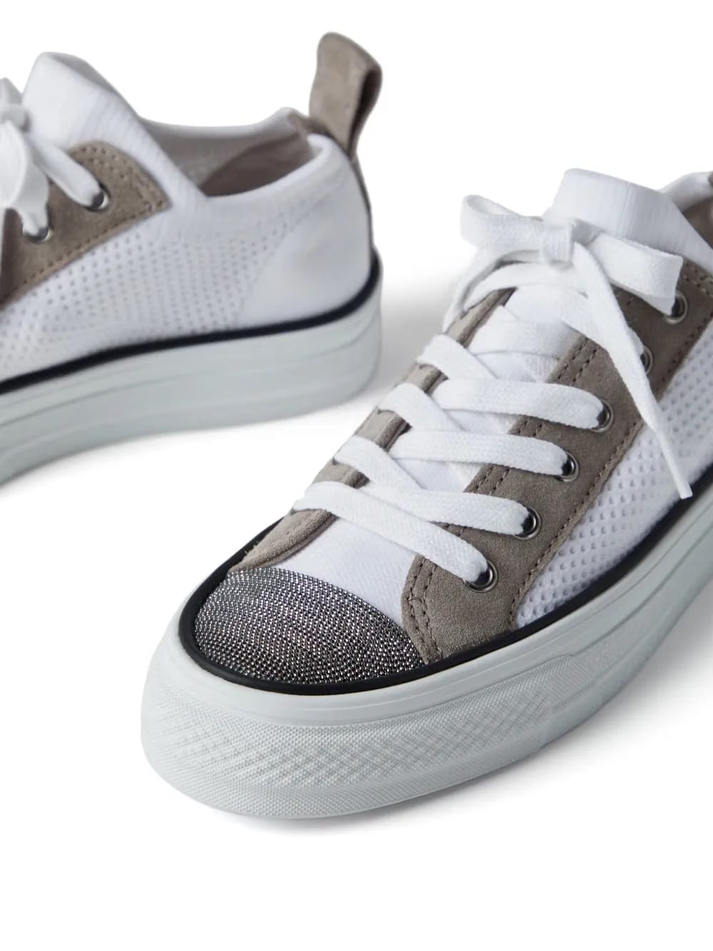 Monili-detail panelled sneakers