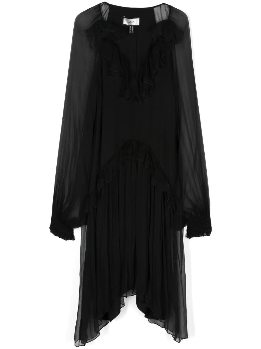 ruffle-detail silk midi dress