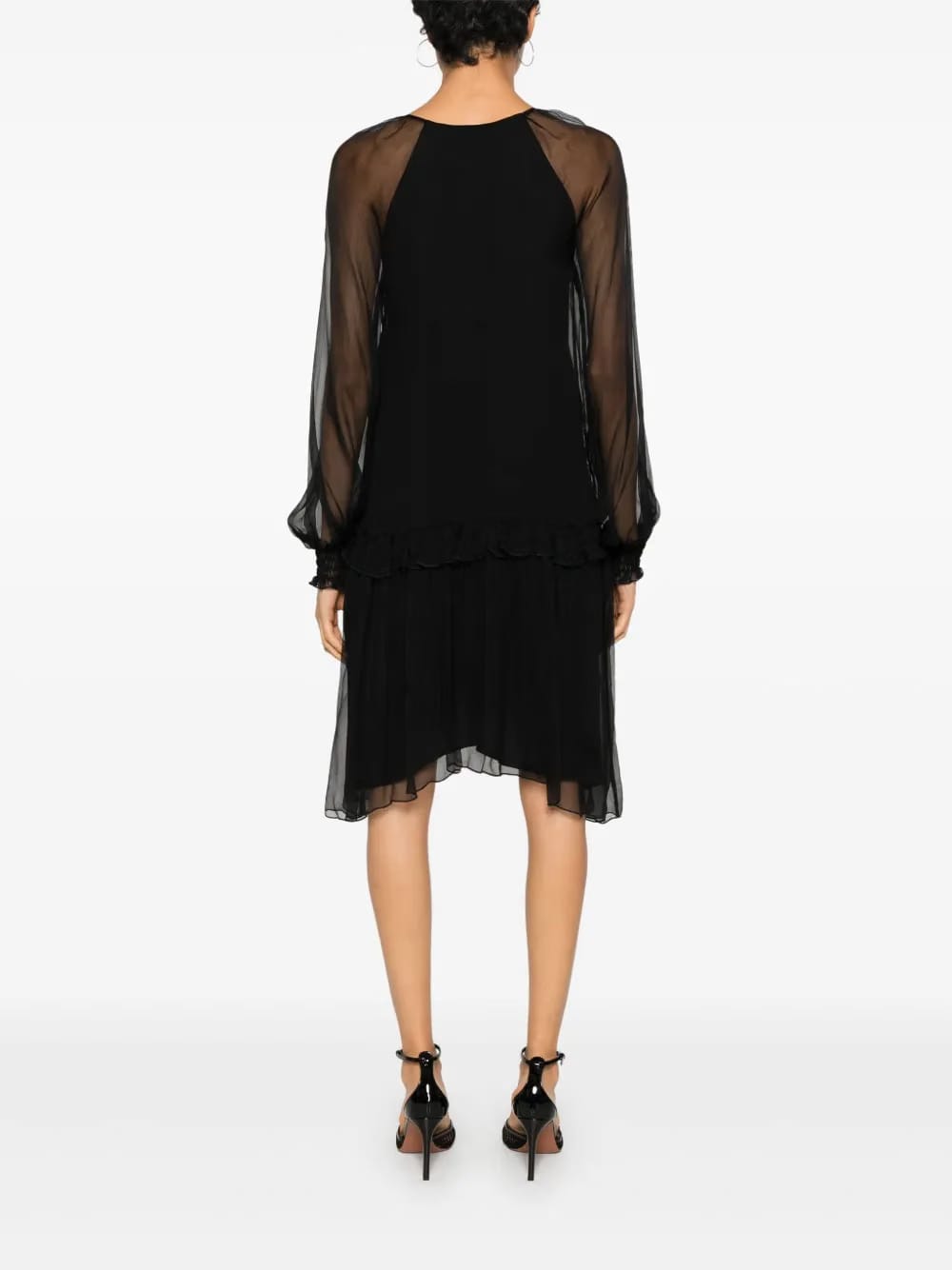 ruffle-detail silk midi dress