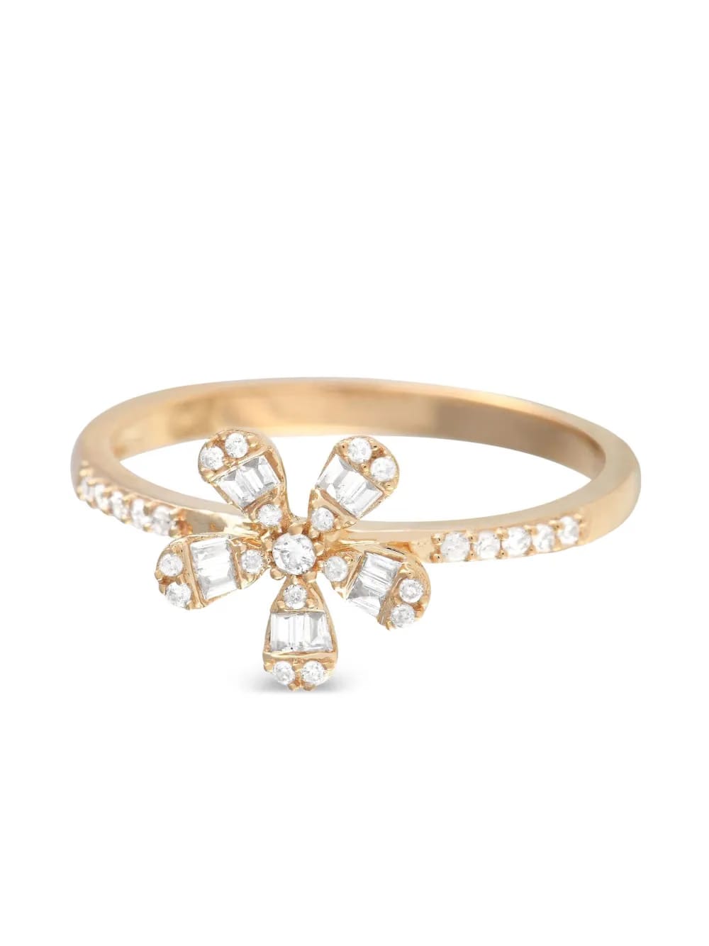 14kt yellow gold Flower diamond ring