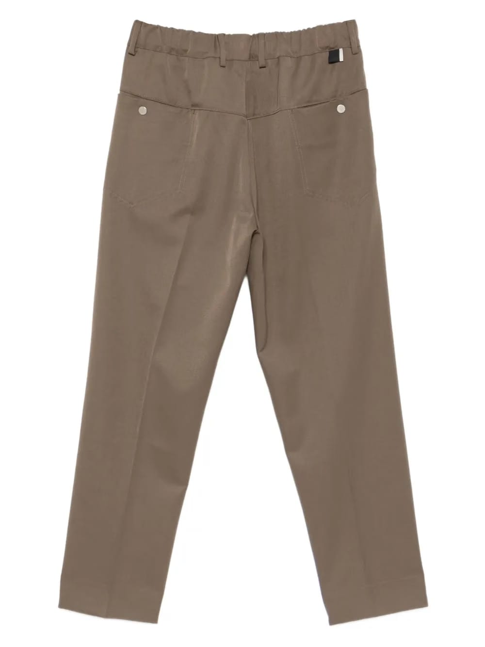 elastic-waistband ring-detail straight-leg trousers