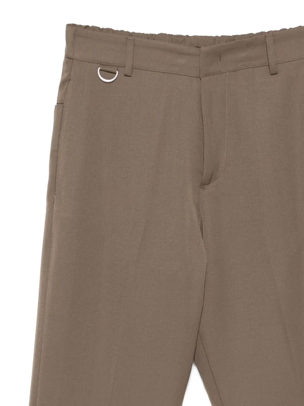 elastic-waistband ring-detail straight-leg trousers
