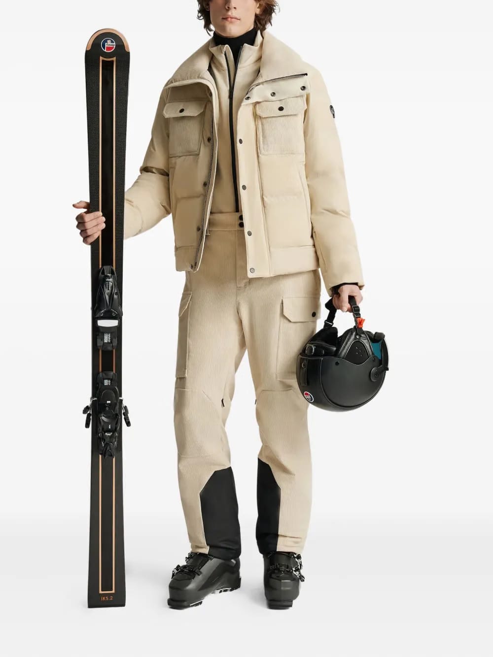 Carlo corduroy-panel quilted ski jacket