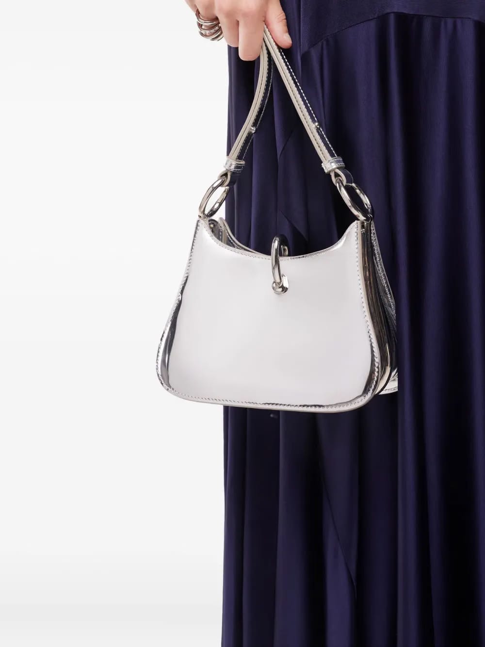 ring-detail leather shoulder bag