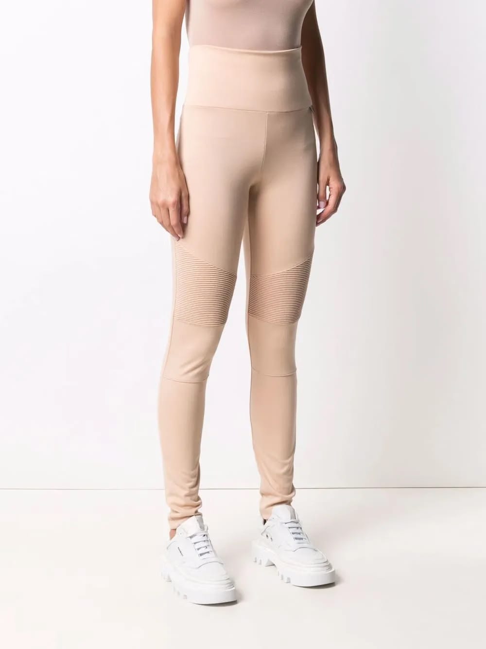 ribbed-panel biker leggings