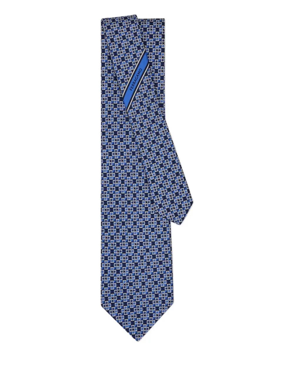 gancini square print silk tie