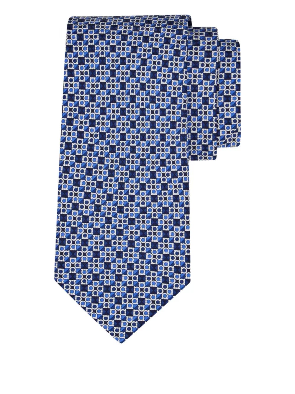gancini square print silk tie